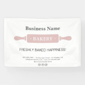 Banderoles Boulangerie Rolling Pin Blanc et Rose Business (Horizontal)