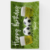 Banderoles Boule de football avec Joyeux Anniversaire avec bi (Vertical)