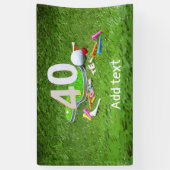 Banderoles Boule de golf avec tee pour 40ème anniversaire (Vertical)