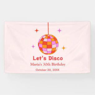 Banderoles Boule Disco Orange Rose Fête d'anniversaire Let's
