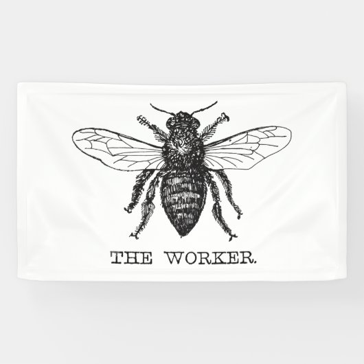 Banderoles Bourdon noir ouvrier abeille miel (Horizontal)
