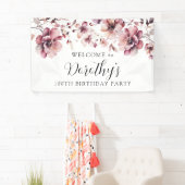 Banderoles Bourgogne Dusty Rose Floral 100e anniversaire Bien (En situation)