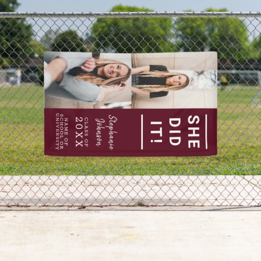 Banderoles Bourgogne Elle L'A Fait Photo Collage Graduation (En situation)