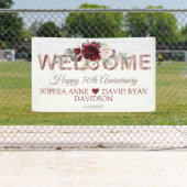 Banderoles Bourgogne Floral Gold 50e Mariage Célébration (En situation)
