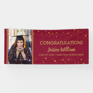 Banderoles Bourgogne Gold Confetti Graduate Photo Graduate