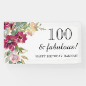 Banderoles Bourgogne rose florale 100e anniversaire (Horizontal)