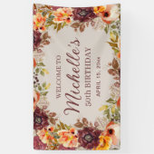 Banderoles Bourgogne rouille Orange Floral 50e anniversaire B (Vertical)