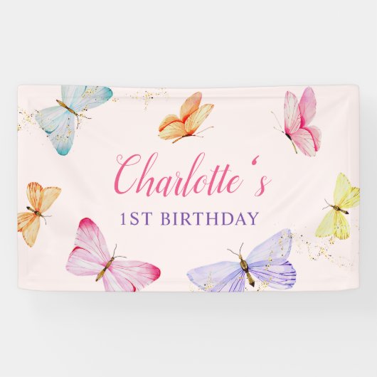 Banderoles Bouteille d'aquarelle 1er anniversaire (Horizontal)