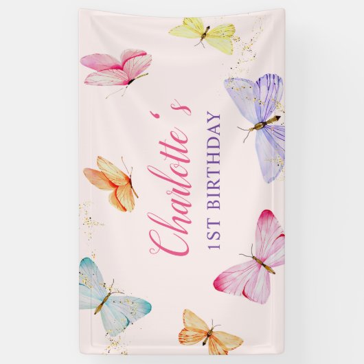 Banderoles Bouteille d'aquarelle 1er anniversaire (Vertical)