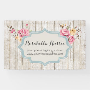 Banderoles Boutique rustique florale chic minable en bois et