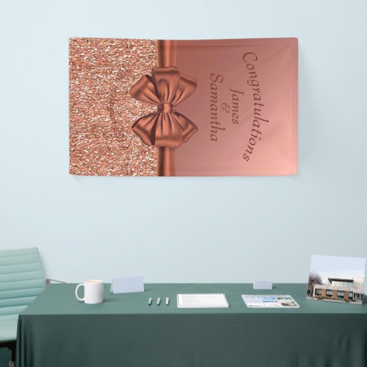 Banderoles Bow en satin rose or - (Salon professionnel)