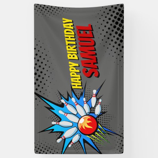 Banderoles Bowling fête d'anniversaire (Vertical)