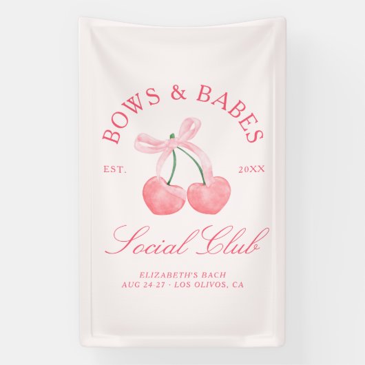 Banderoles Bows & Babes Coquette Cherries Enterrement de Vie (Verticale)