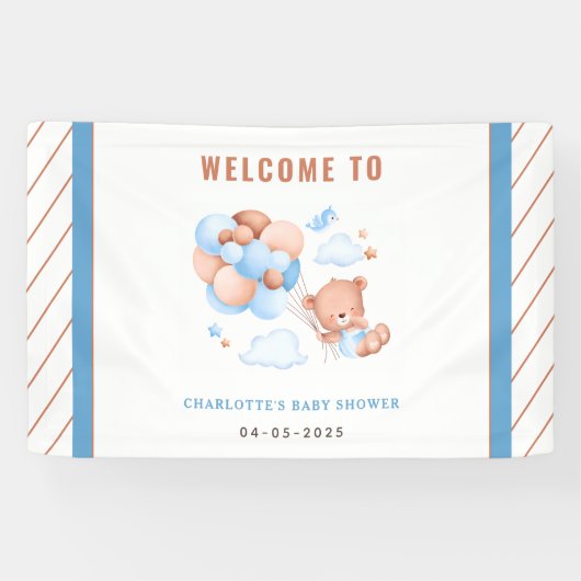 Banderoles Boy Teddy Bear “We Can Bearly Wait” Baby Shower (Horizontal)