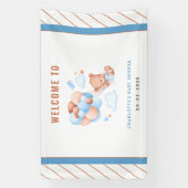 Banderoles Boy Teddy Bear “We Can Bearly Wait” Baby Shower (Verticale)