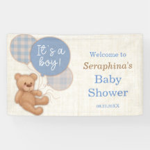 Boys bleu Plaid Teddy Bear Baby shower