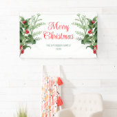 Banderoles Branche de baies Holly Minimale Joyeux Noël (En situation)