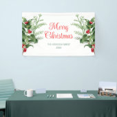 Banderoles Branche de baies Holly Minimale Joyeux Noël (Salon professionnel)