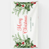 Banderoles Branche de baies Holly Minimale Joyeux Noël (Vertical)