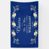 Banderoles Bravo à M. & Mme Blue Floral Mariage (Vertical)