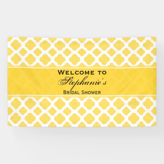 Banderoles Bride Motif de Quatrefoil jaune et blanc citron (Horizontal)