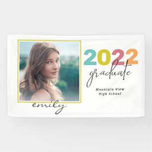 Banderoles Bright Colorful Lettering Graduate Photo et nom
