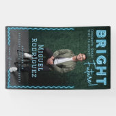 Banderoles Bright Future Blue Neon Grad Photo Graduation (Horizontal)