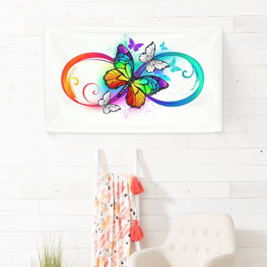 Banderoles Bright infinity with rainbow butterfly (En situation)