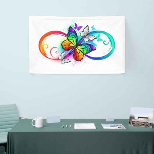 Banderoles Bright infinity with rainbow butterfly (Salon professionnel)
