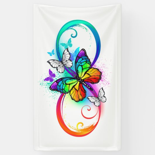 Banderoles Bright infinity with rainbow butterfly (Vertical)