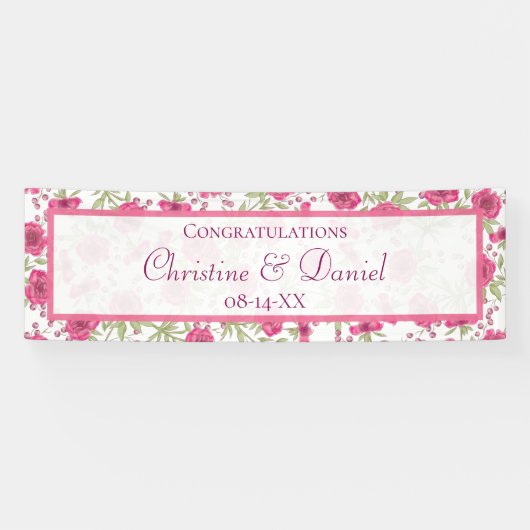 Banderoles Bright Pink Rose Wedding (Horizontal)