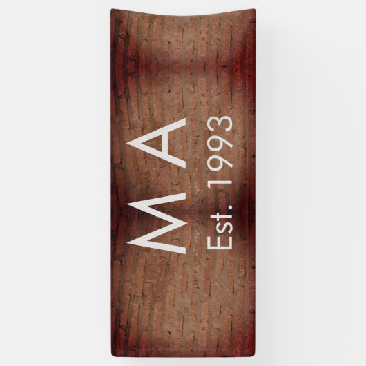 Banderoles Brique de pierre rustique marron ajouter nom lettr (Vertical)