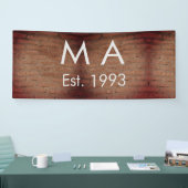 Banderoles Brique de pierre rustique marron ajoutez nom lettr (Salon professionnel)