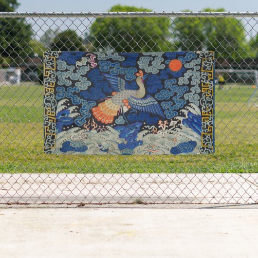 Banderoles Broderie chinoise bleu d'oiseau Vintage (En situation)