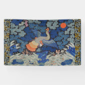 Banderoles Broderie chinoise bleu d'oiseau Vintage (Horizontal)