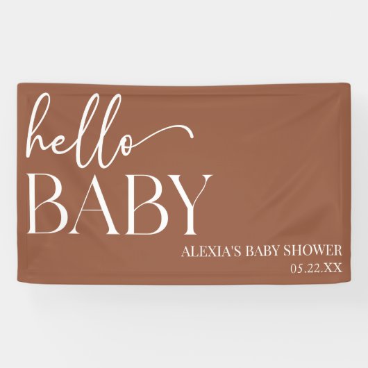 Banderoles Brown Boho Bohemian Hello Baby shower bébé (Horizontal)