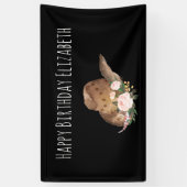 Banderoles Brown Casquette de fille avec fleurs roses Joyeux  (Vertical)