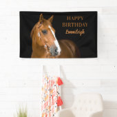 Banderoles Brown Quarter Cheval Noir Joyeux anniversaire (En situation)