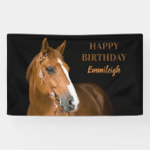 Banderoles Brown Quarter Cheval Noir Joyeux anniversaire (Horizontal)