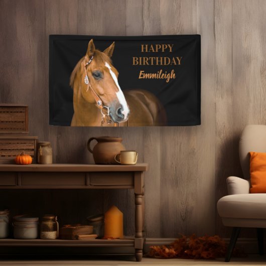 Banderoles Brown Quarter Cheval Noir Joyeux anniversaire