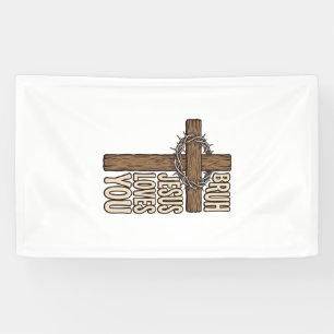 Banderoles Bruh Jésus T'aime Croix Vintage Chrétien Vecto