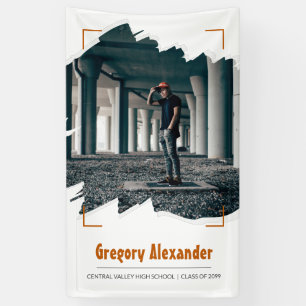 Banderoles Brûlé Orange Edgy Abstrait Brushstroke Photo Grad