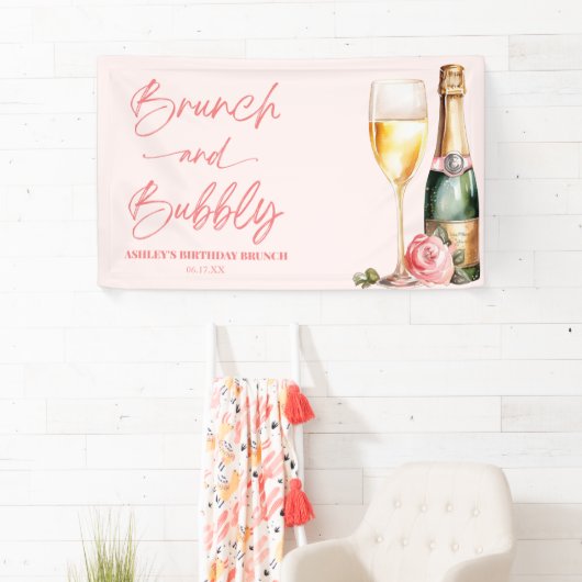 Banderoles Brunch et Bubbly Mimosa Champagne Brunch d'anniver (En situation)