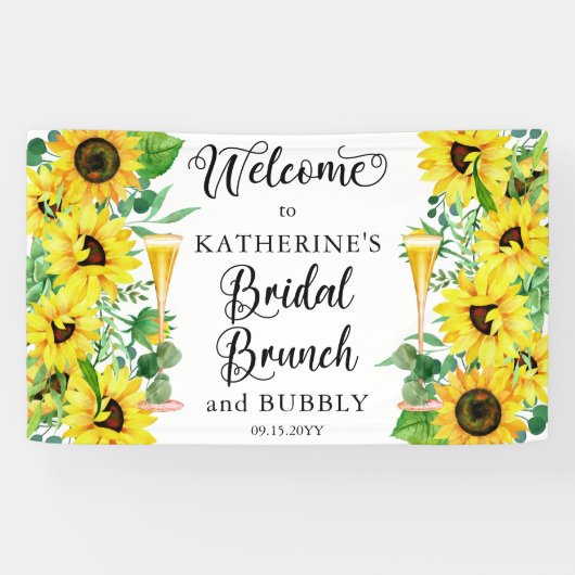 Banderoles Brunch nuptial et bulle de douche Boho Sunflowers  (Horizontal)