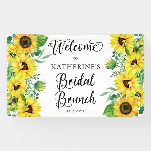 Banderoles Brunch nuptiale Douche Boho Sunflowers | Eucalyptu (Horizontal)