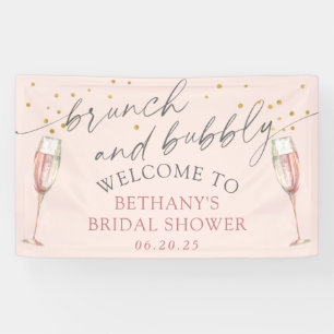 Banderoles Brunch rose simple moderne et douche à bulle