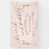Banderoles Brunch rose simple moderne et douche à bulle (Vertical)