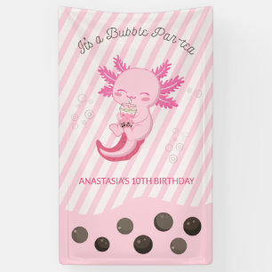Banderoles Bubble rose Axolotl Boba Tea Anniversaire
