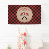 Banderoles Buffalo Plaid Ax Lumberjack Anniversaire (En situation)