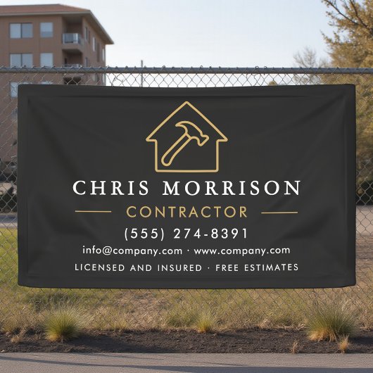 Banderoles Building Construction Contractor Black Gold